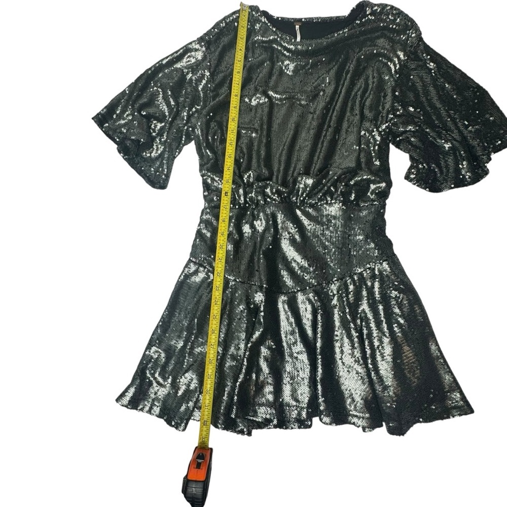 NWOT Free People Munuka Gun Metal Gray Sequin Mini Dress S - Picture 9 of 14